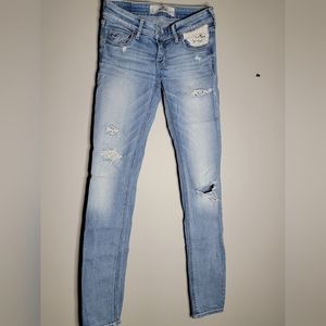 Distressed Hollister low rise skinny jeans
